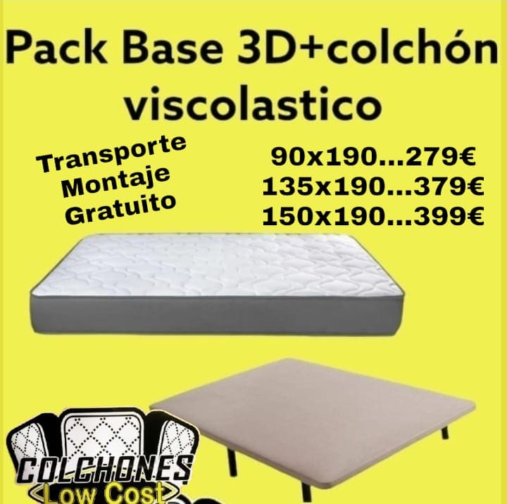 PACK BASE TAPIZADA CON COLCHON VISCOLASTICO