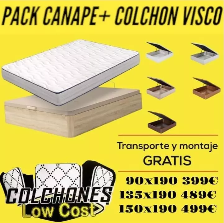 PACK CAMA CANAPE CON COLCHON OFERTON LO MAS BARATO COLCHONES LOWCOST MALLORCA