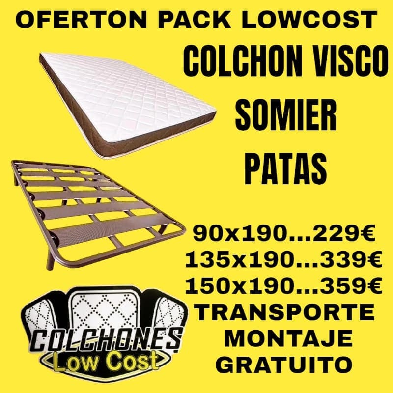 PACK CAMA SOMIER CON COLCHON VISCOLASTICO